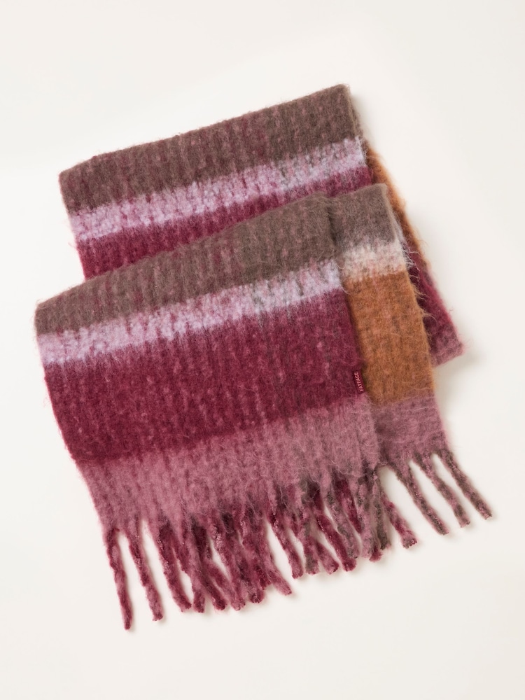 FatFace Multi Brushed Knit Stripe Scarf - Image 3 of 3 FatFace Multi Brushed Knit Stripe Scarf - Image 3 of 3