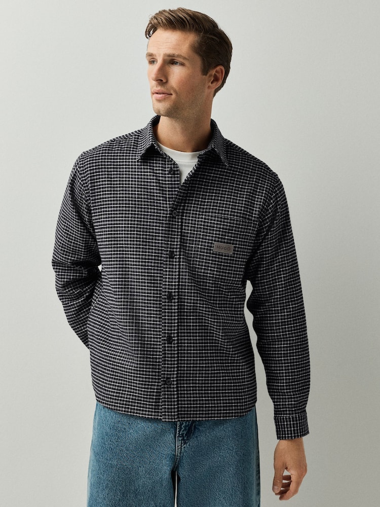 HUGO Grey Relaxed Fit Ebalto Logo Shirt - Image 2 of 5 HUGO Grey Relaxed Fit Ebalto Logo Shirt - Image 2 of 5