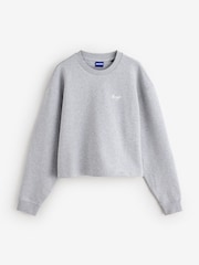 HUGO Grey Script Logo Crew Neck Sweat Top - Image 1 of 1