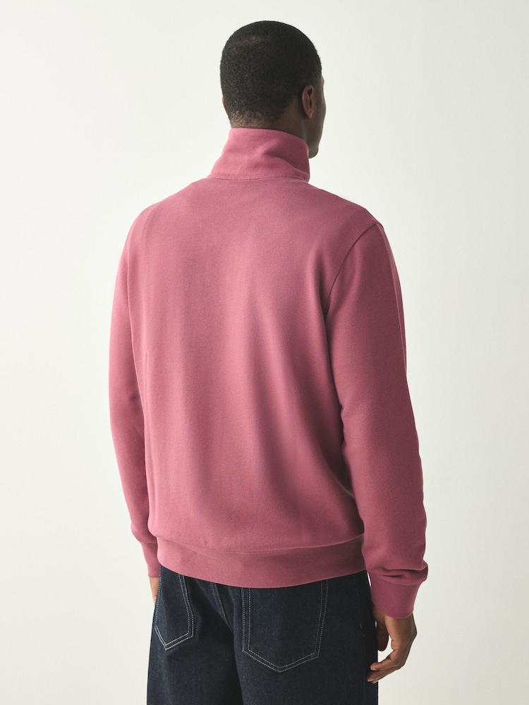 BOSS Pink Zetrust Regular-Fit Logo Quarter Zip Sweatshirt - Image 2 of 4 BOSS Pink Zetrust Regular-Fit Logo Quarter Zip Sweatshirt - Image 2 of 4