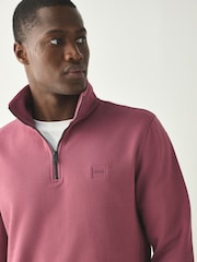 BOSS Pink Zetrust Regular-Fit Logo Quarter Zip Sweatshirt - Image 3 of 4