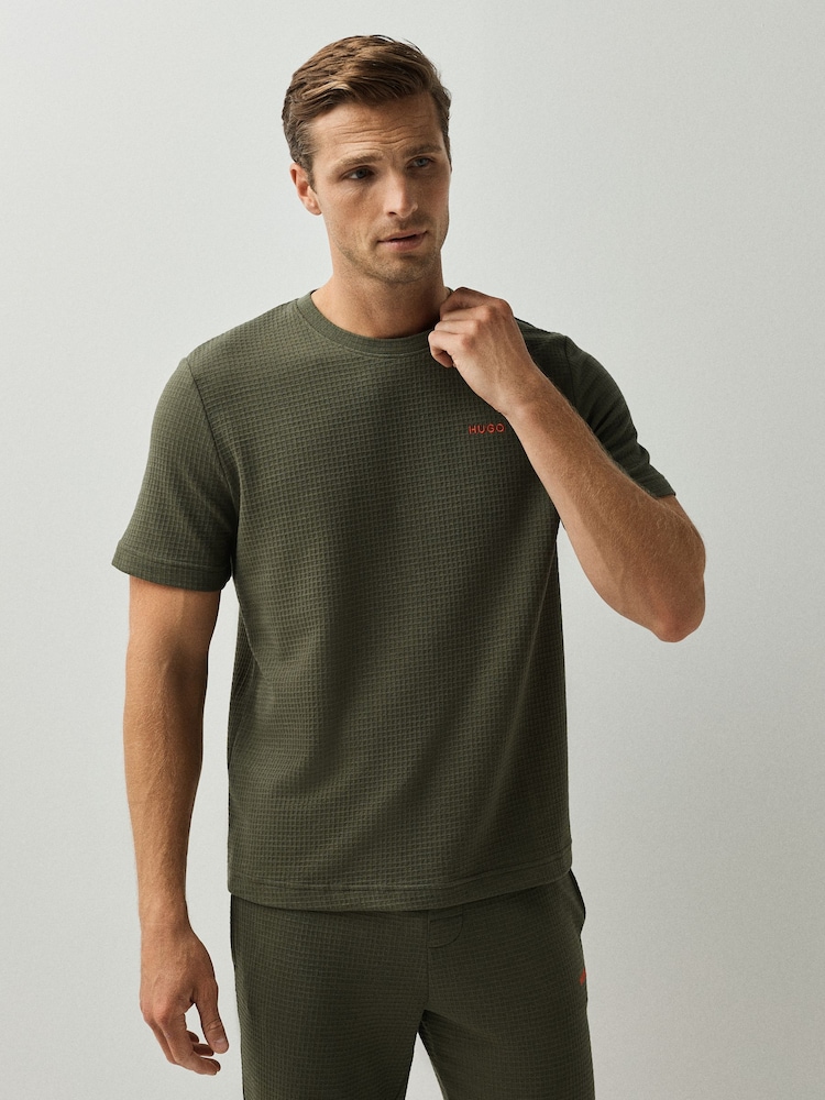 HUGO Green Austin Waffle Texture Logo T-Shirt - Image 2 of 5 HUGO Green Austin Waffle Texture Logo T-Shirt - Image 2 of 5