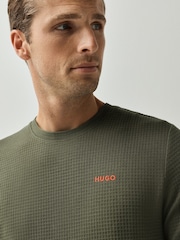 HUGO Green Austin Waffle Texture Logo T-Shirt - Image 4 of 5