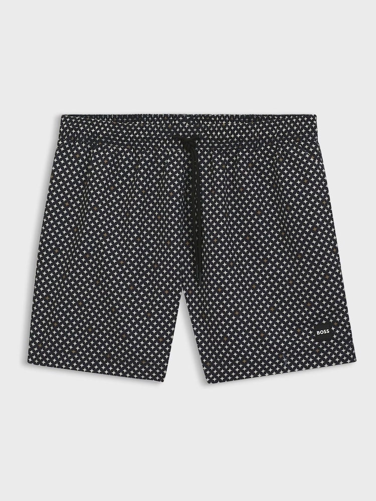 BOSS Brown Vibe Printed Swim Shorts - Image 1 of 1 BOSS Brown Vibe Printed Swim Shorts - Image 1 of 1