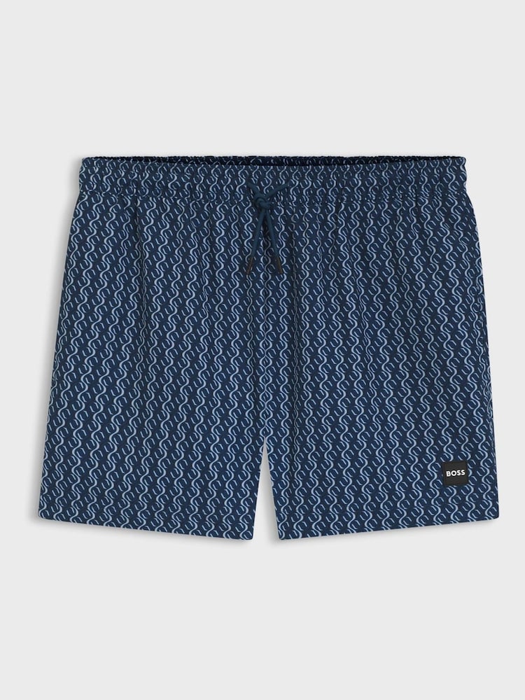 BOSS Blue Vibe Printed Swim Shorts - Image 1 of 1 BOSS Blue Vibe Printed Swim Shorts - Image 1 of 1