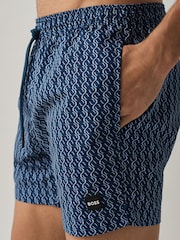 BOSS Blue Vibe Printed Swim Shorts - Image 4 of 5