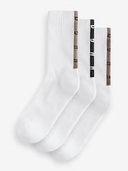 HUGO Natural Tape Logo Socks 3 Pack - Image 1 of 4