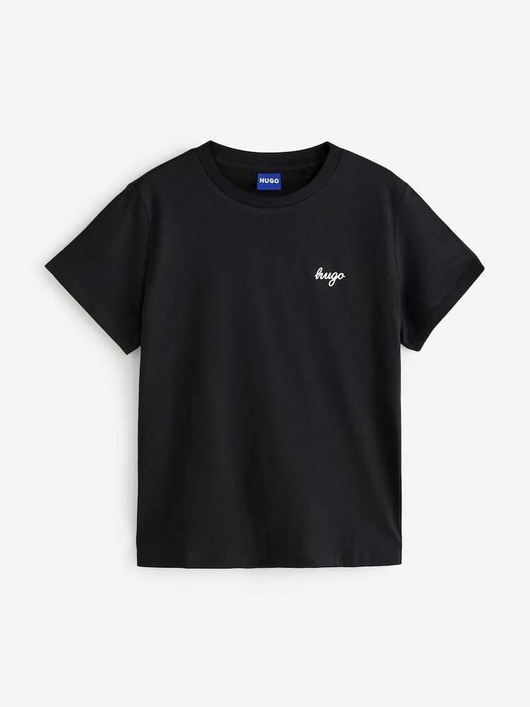 HUGO Black Script Small Logo T-Shirt - Image 1 of 1 HUGO Black Script Small Logo T-Shirt - Image 1 of 1