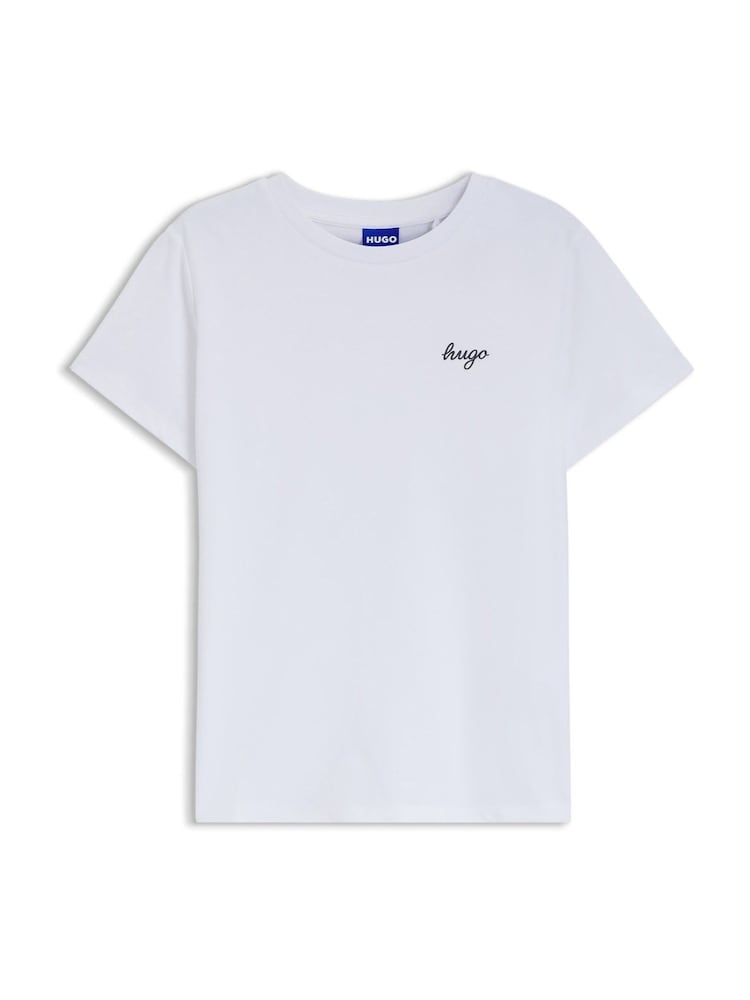 HUGO White Script Small Logo T-Shirt - Image 1 of 1 HUGO White Script Small Logo T-Shirt - Image 1 of 1