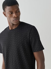 Schwarz - Kurze Ärmel - BOSS Waffle Texture Logo T-Shirt - Bild 3 von 4