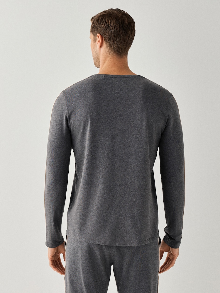 BOSS Grey Long Sleeve Unique Logo T-Shirt - Image 2 of 4 BOSS Grey Long Sleeve Unique Logo T-Shirt - Image 2 of 4