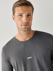 BOSS Grey Long Sleeve Unique Logo T-Shirt - Image 3 of 4