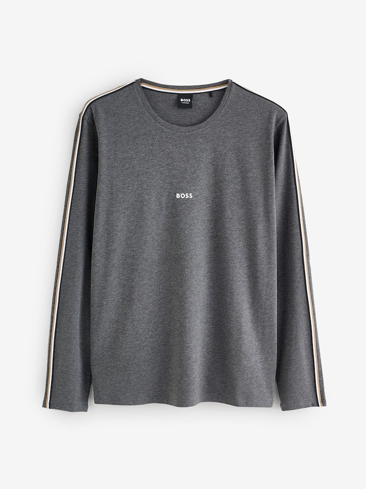 BOSS Grey Long Sleeve Unique Logo T-Shirt - Image 4 of 4 BOSS Grey Long Sleeve Unique Logo T-Shirt - Image 4 of 4