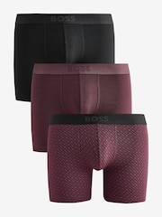 Бордовий червоний/чорний - BOSS One Logo Hipster Boxers 3 Pack - Image 1 of 4