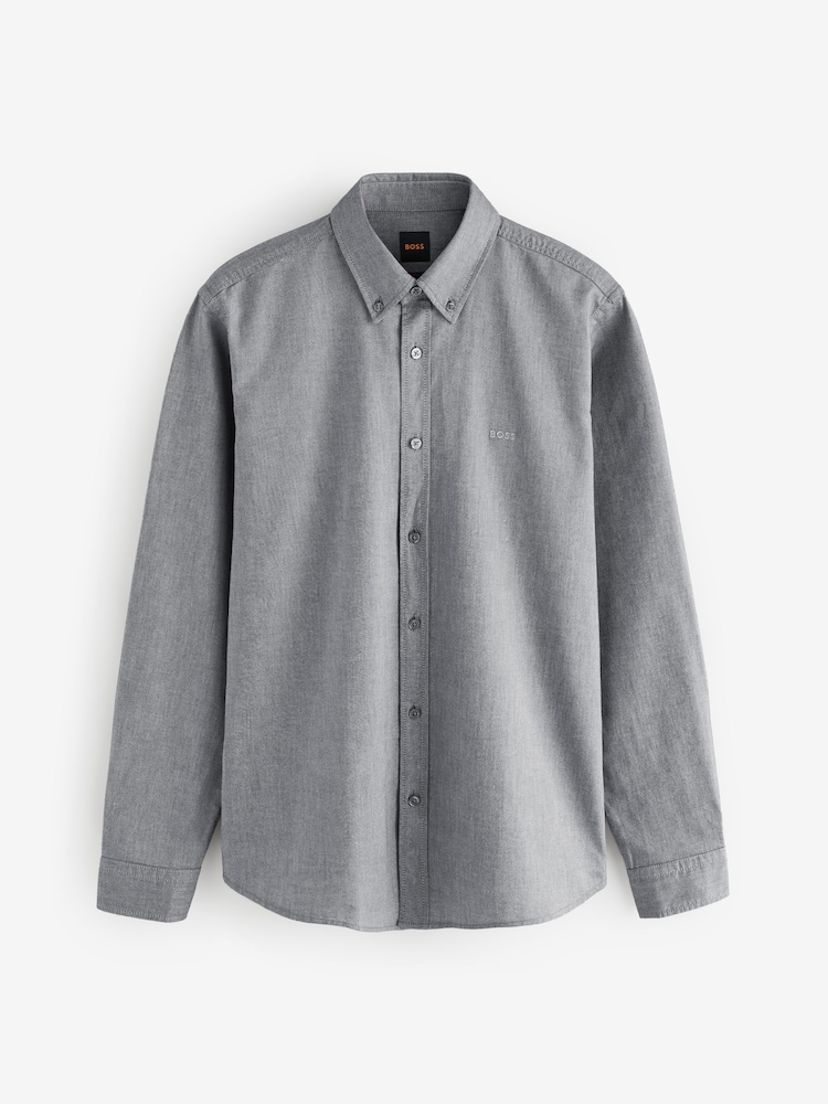 BOSS Brown Regular Fit Cotton Long Sleeve Oxford Shirt - Image 1 of 1 BOSS Brown Regular Fit Cotton Long Sleeve Oxford Shirt - Image 1 of 1