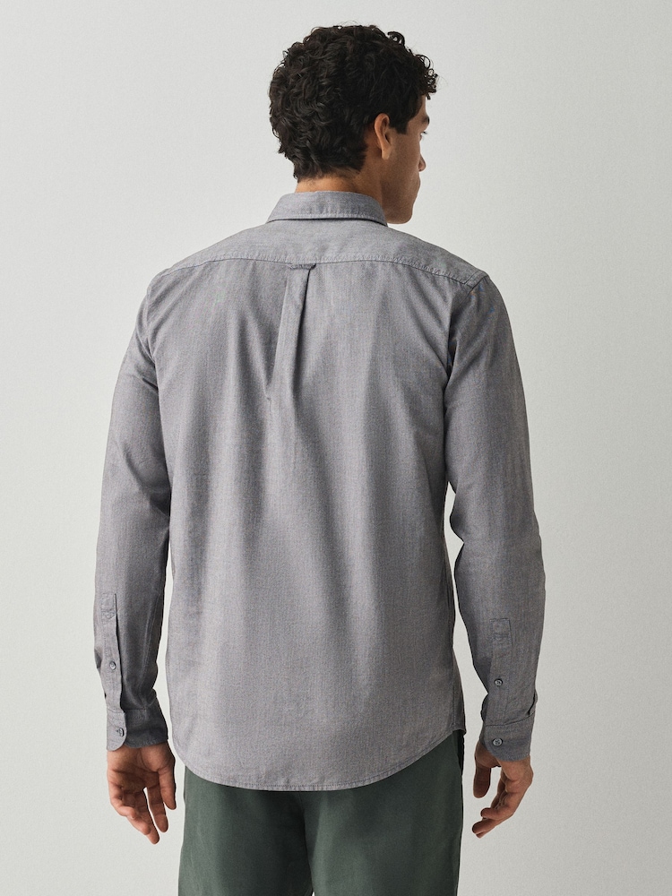 BOSS Grey Regular Fit Cotton Long Sleeve Oxford Shirt - Image 2 of 5 BOSS Grey Regular Fit Cotton Long Sleeve Oxford Shirt - Image 2 of 5