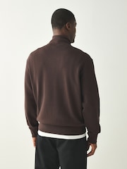 BOSS Brown Small Logo Quarter Zip Sweat Top - Image 2 of 4