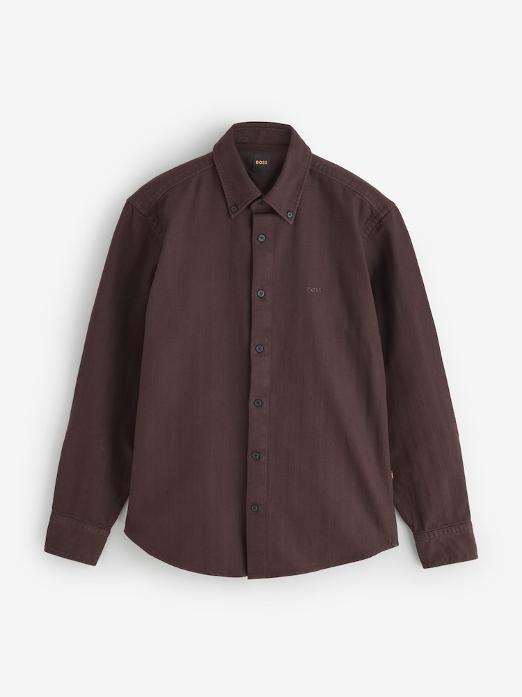 BOSS Brown Ricoplus Regular Fit Oxford Shirt - Image 6 of 6 BOSS Brown Ricoplus Regular Fit Oxford Shirt - Image 6 of 6