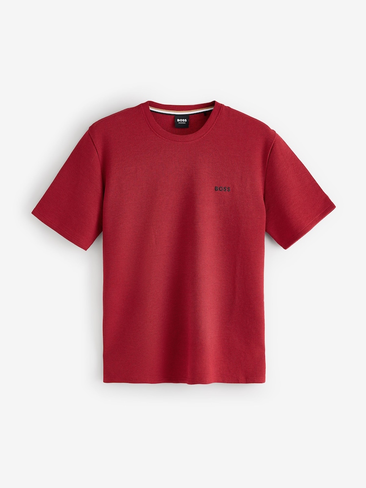 BOSS Red Short Sleeve Logo Waffle Texture T-Shirt - Image 1 of 1