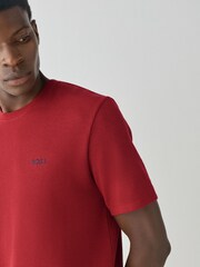 Rosso - Manica corta - T-shirt con logo BOSS e texture a nido d'ape - Immagine 3 di 4
