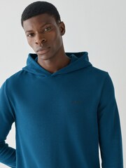 Blu-verde - BOSS Waffle Logo Long Sleeve Hoodie - Immagine 3 di 4