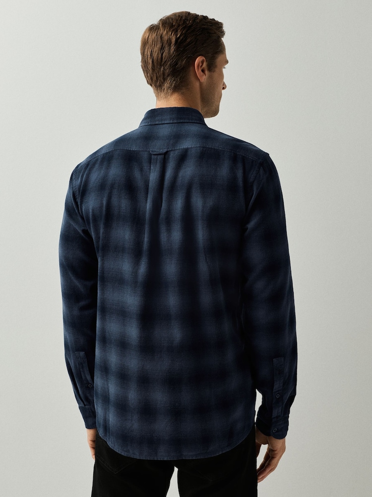 BOSS Blue Rickert Check Flannel Shirt - Image 2 of 4