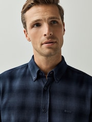 BOSS Blue Rickert Check Flannel Shirt - Image 3 of 4