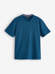 BOSS Teal Blue Short Sleeve Logo Waffle Texture T-Shirt - Image 1 of 1