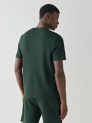 Verde - Manica corta - T-shirt con logo BOSS e texture a nido d'ape - Immagine 2 di 4