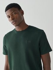 Verde - Manica corta - T-shirt con logo BOSS e texture a nido d'ape - Immagine 3 di 4