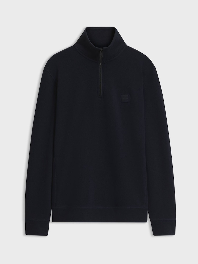 BOSS Blue Zetrust Regular-Fit Logo Quarter Zip Sweatshirt - Image 1 of 1