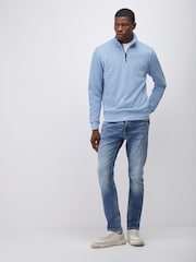 BOSS Blue Zetrust Regular-Fit Logo Quarter Zip Sweatshirt - Image 3 of 5
