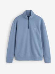 BOSS Blue Zetrust Regular-Fit Logo Quarter Zip Sweatshirt - Image 5 of 5