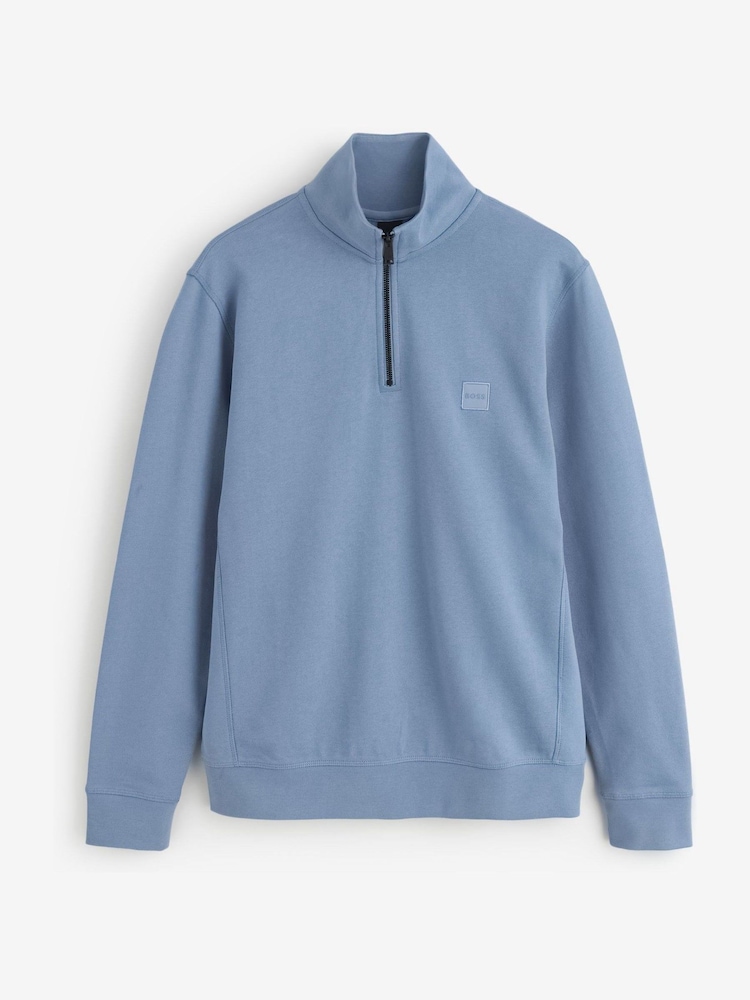 BOSS Blue Zetrust Regular-Fit Logo Quarter Zip Sweatshirt - Image 5 of 5 BOSS Blue Zetrust Regular-Fit Logo Quarter Zip Sweatshirt - Image 5 of 5
