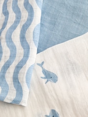 JoJo Maman Bébé Blue Whale 6-Pack Soft Muslins - Image 5 of 5
