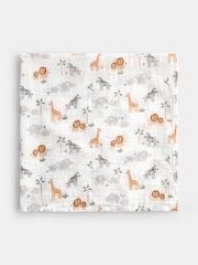 JoJo Maman Bébé Sage Green Safari 6-Pack Soft Muslins - Image 4 of 5