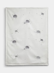 JoJo Maman Bébé Pure White Elephant Embroidered Fleece Blanket - Image 2 of 4