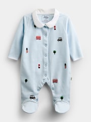 Jojo Maman Bébé Blue London Embroidered Sleepsuit - Image 1 of 4