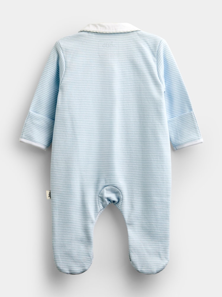 Jojo Maman Bébé Blue London Embroidered Sleepsuit - Image 2 of 4 Jojo Maman Bébé Blue London Embroidered Sleepsuit - Image 2 of 4