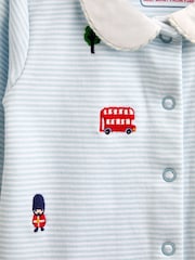 Jojo Maman Bébé Blue London Embroidered Sleepsuit - Image 4 of 4