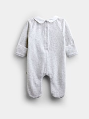 JoJo Maman Bébé Grey Smart Button Velour All-In-One - Image 2 of 4