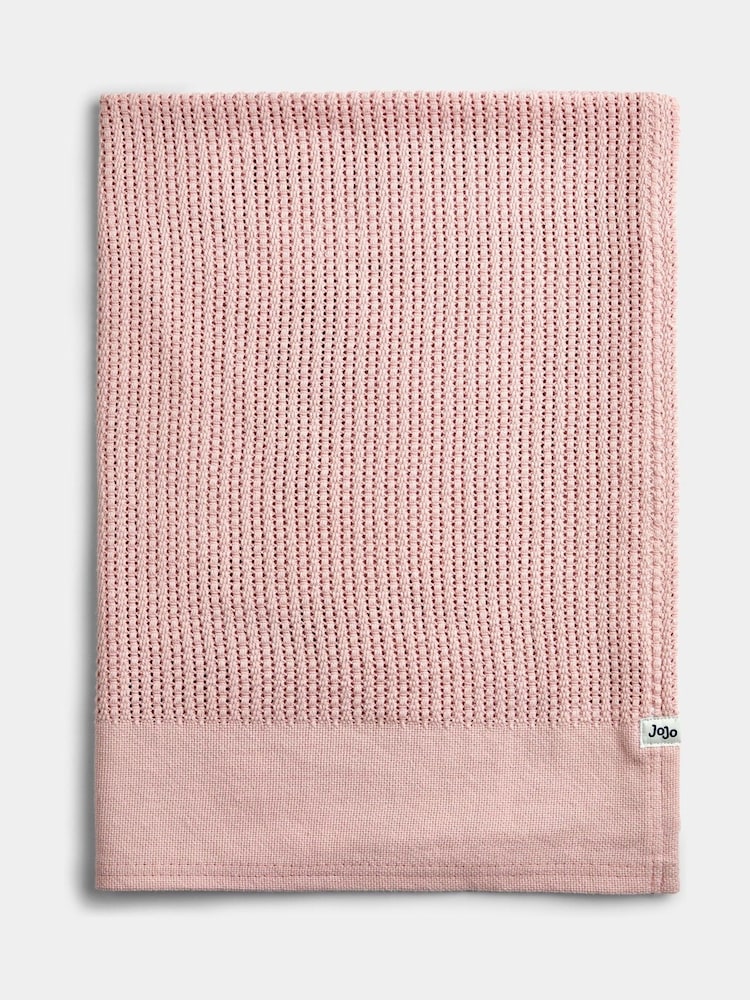 Jojo Maman Bébé Light Pink Cellular Blanket - Image 1 of 4 Jojo Maman Bébé Light Pink Cellular Blanket - Image 1 of 4