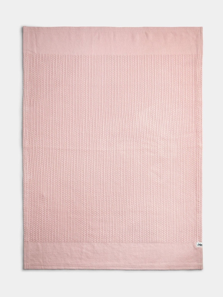 Jojo Maman Bébé Light Pink Cellular Blanket - Image 2 of 4 Jojo Maman Bébé Light Pink Cellular Blanket - Image 2 of 4