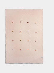 JoJo Maman Bébé Light Pink Floral Embroidered Baby Knitted Shawl Blanket - Image 2 of 4