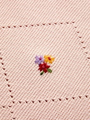 JoJo Maman Bébé Light Pink Floral Embroidered Baby Knitted Shawl Blanket - Image 4 of 4