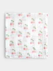 JoJo Maman Bébé Pink Strawberries & Cherries 6-Pack Soft Muslins - Image 3 of 5