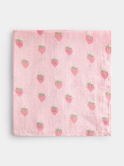 JoJo Maman Bébé Pink Strawberries & Cherries 6-Pack Soft Muslins - Image 4 of 5