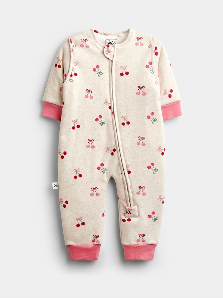 JoJo Maman Bébé Grey Marl Cherry 2.5 Tog Sleep Snuggler - Image 1 of 4