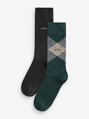 BOSS Green Argyle Logo Socks 2 Pack - Image 1 of 3