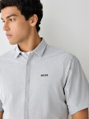 BOSS Blue Dymova Regular Fit Short Sleeve Stretch Shirt - Image 3 of 4